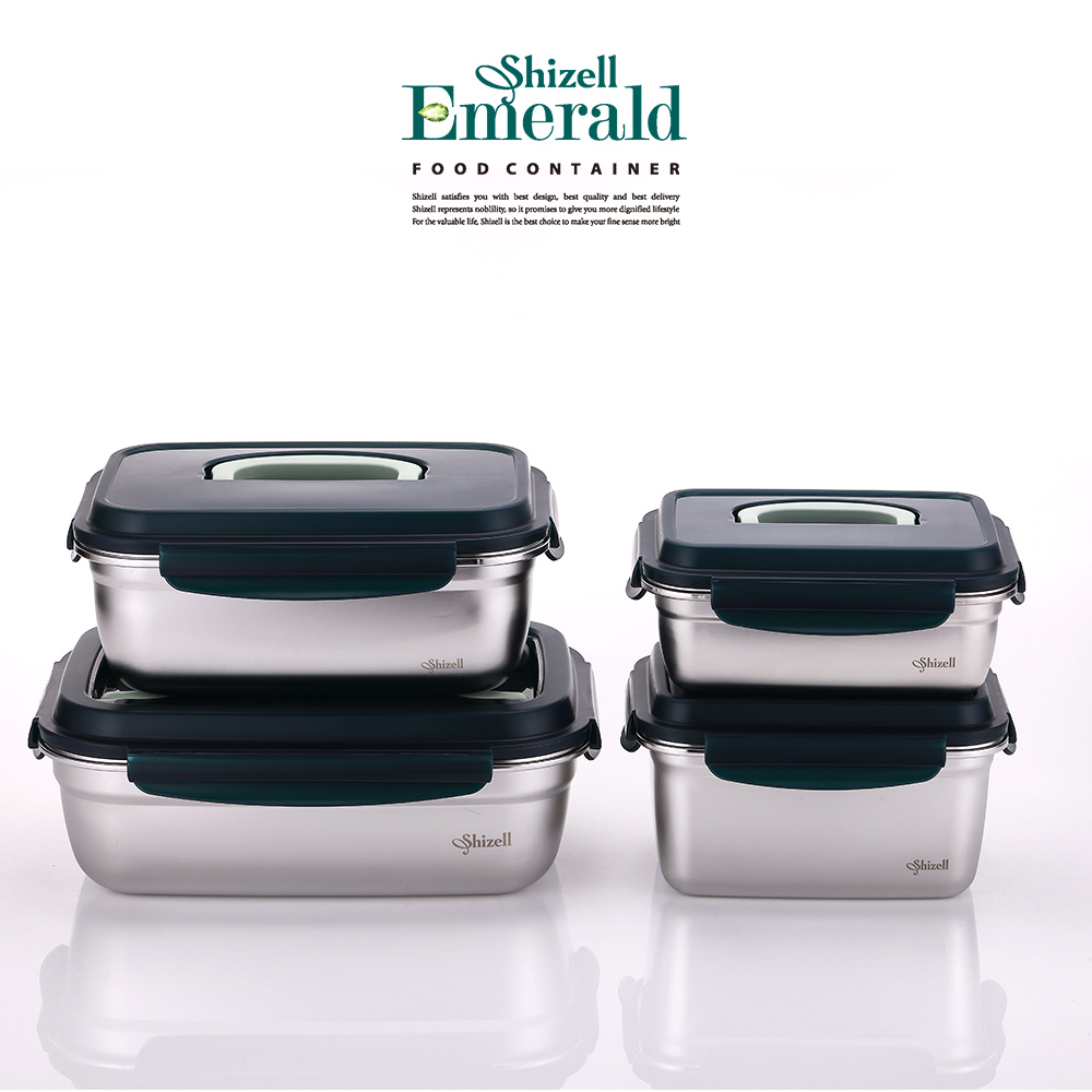 쉬젤 Shizell 에메랄드 점보 푸드컨테이너4종세트A(1.8L+2.8L+3.8L+5.5L)